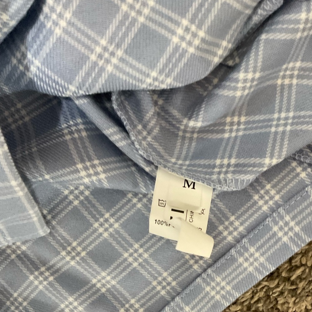 SHEIN baby blue & white plaid mini skirt  Size Medium - Picture 4 of 5